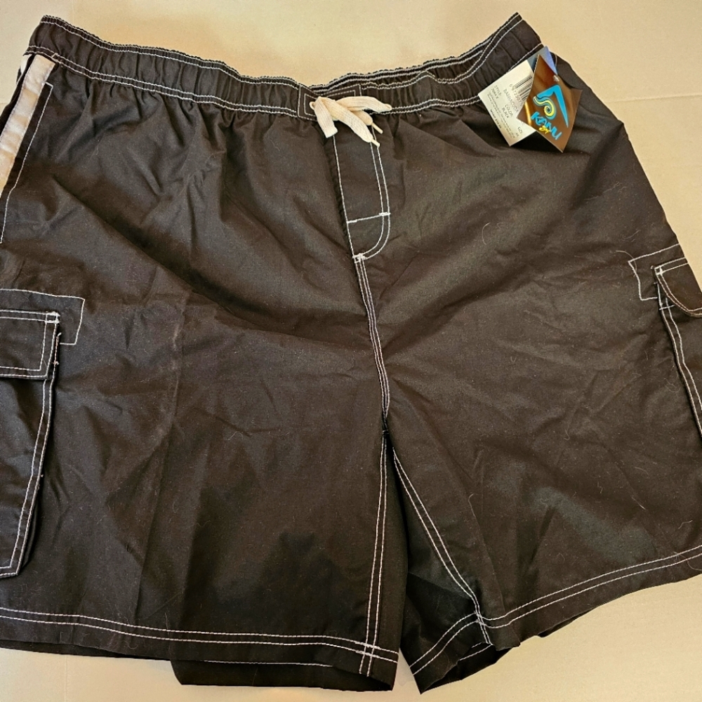 Men's swim trunks,  Kanu Surf brand,  black and white,  4xl